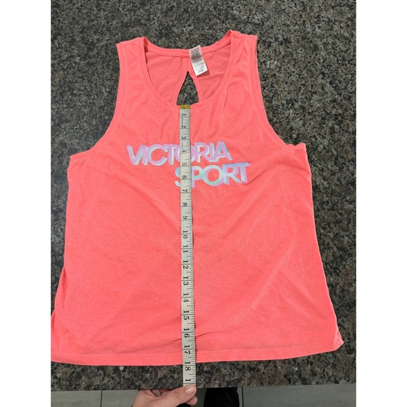 Victoria Sport Womens Neon Pink Coral Logo Graphic Open Back Workout Tank Top S - Picture 4 of 4